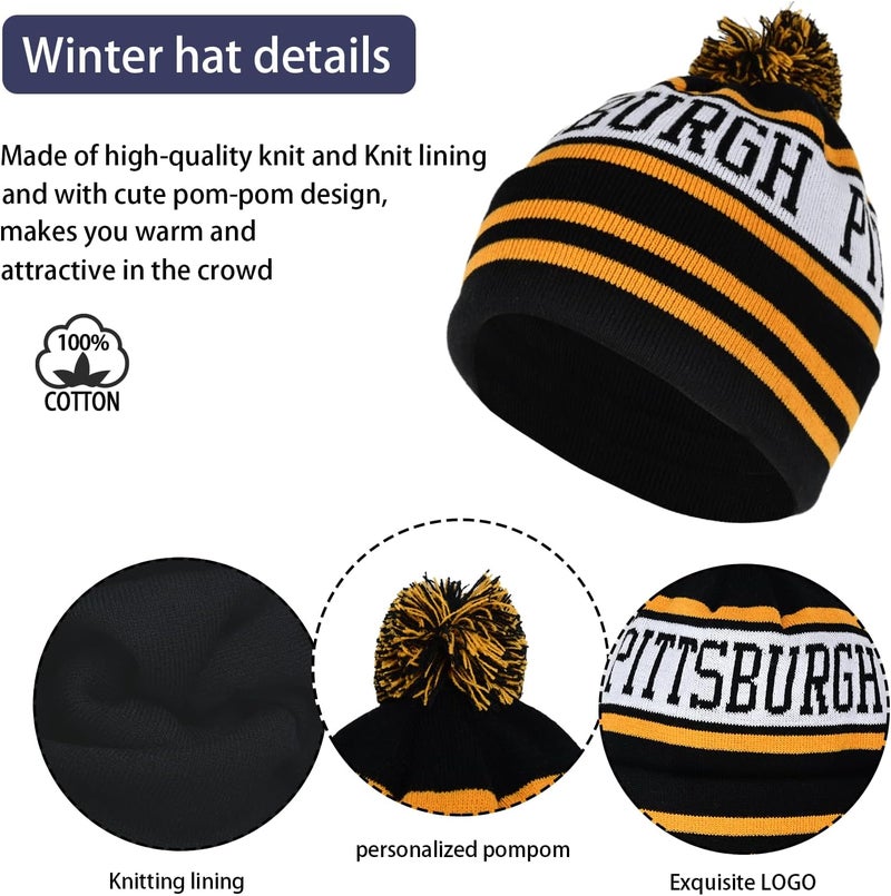 mtstaowe Vintage Classic Skull Cap Beanie Hat Cuffed Winter Hat Knit Comes with Warm Gloves Gifts for Men Women Fans - Image 2